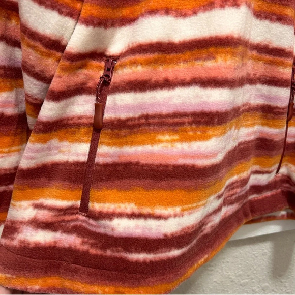 Telluride Clothing Company Women's Fleece Pullover Medium Red Orange Stripe NWT - Picture 3 of 6